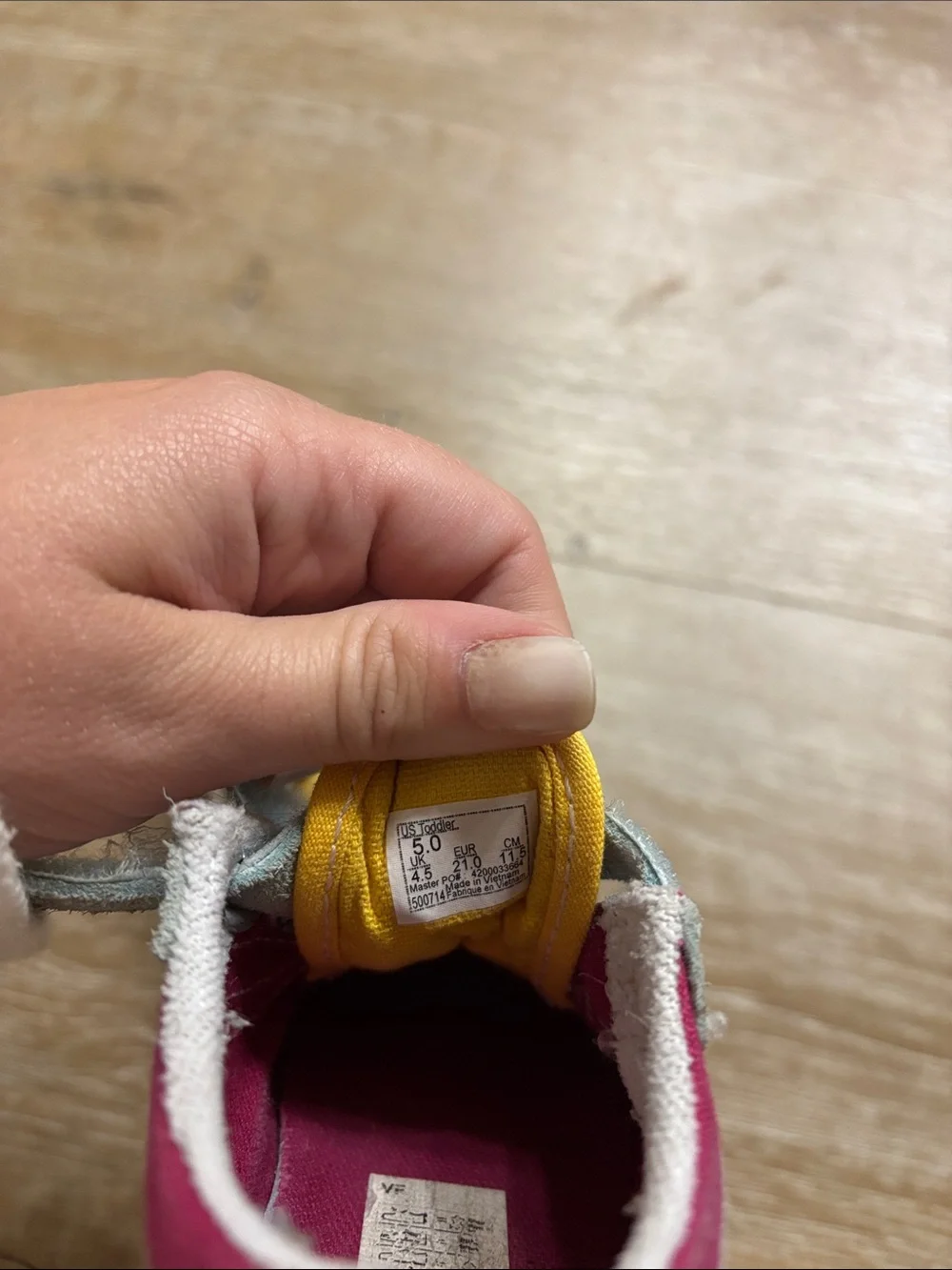 Vans Toddler Burgundy, Yellow & Gray Low Top Velcro Sneakers